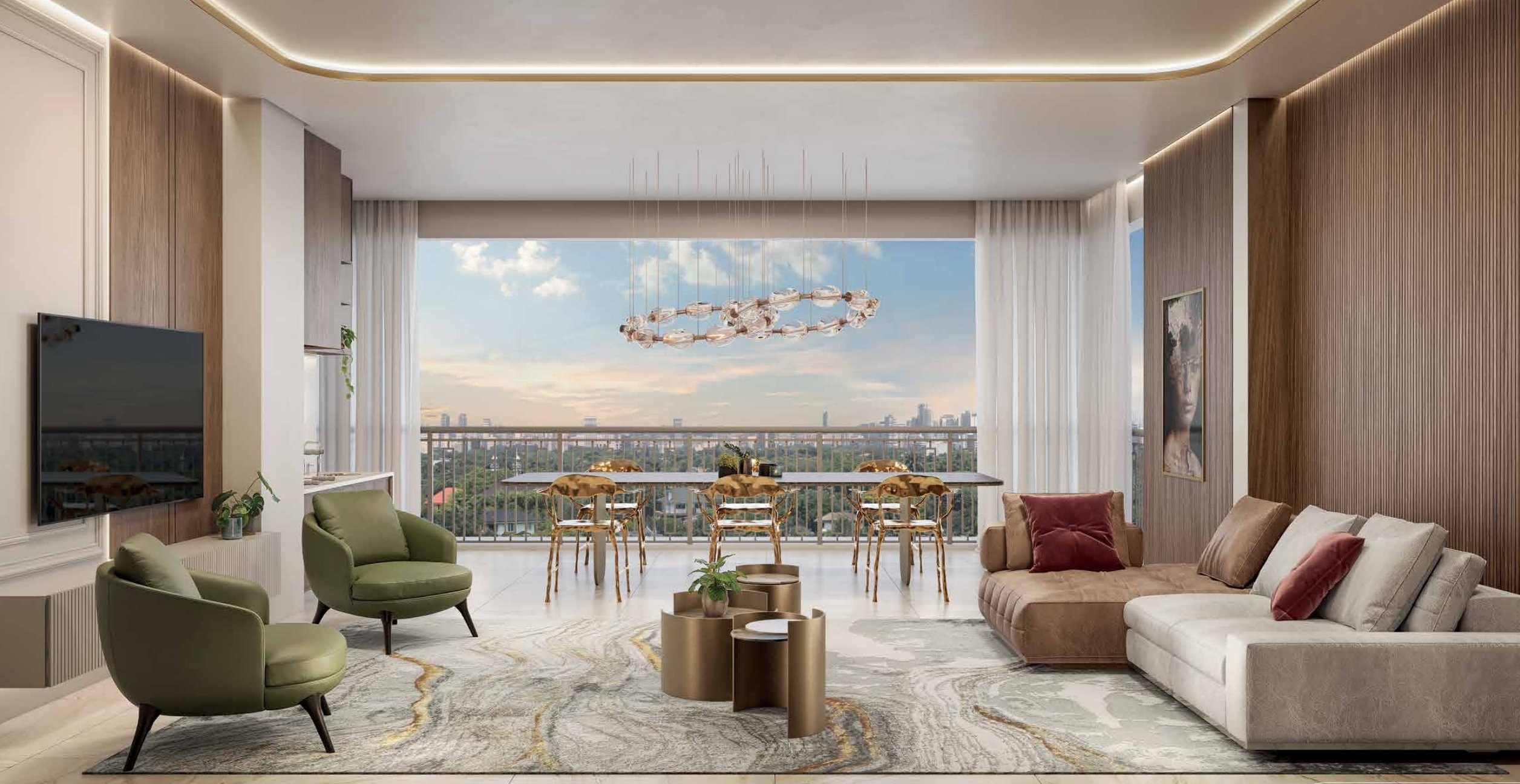 Perspectiva ilustrada: Oasis | Torre única | Living 112,50 m²