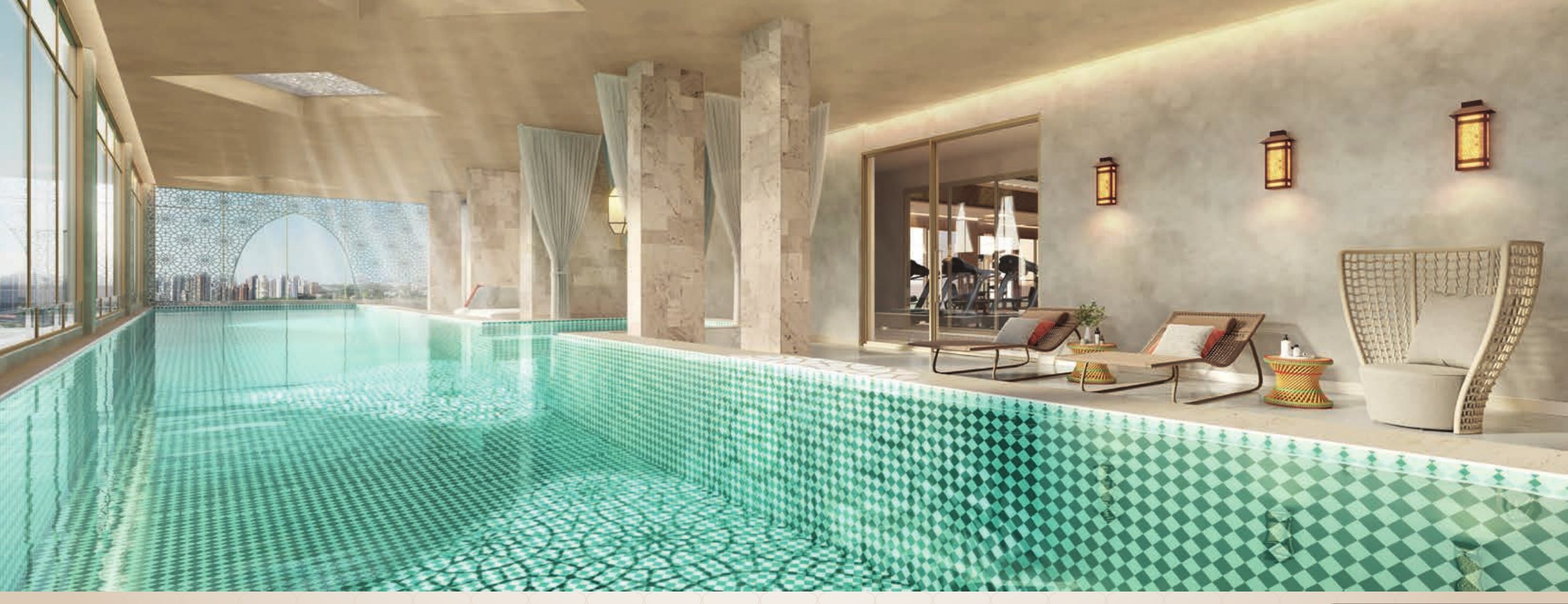 Perspectiva ilustrada: Piscina coberta com raia de 25 m